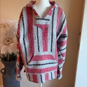 Baja Joe Striped Pink, Grey, and Black Hoodie